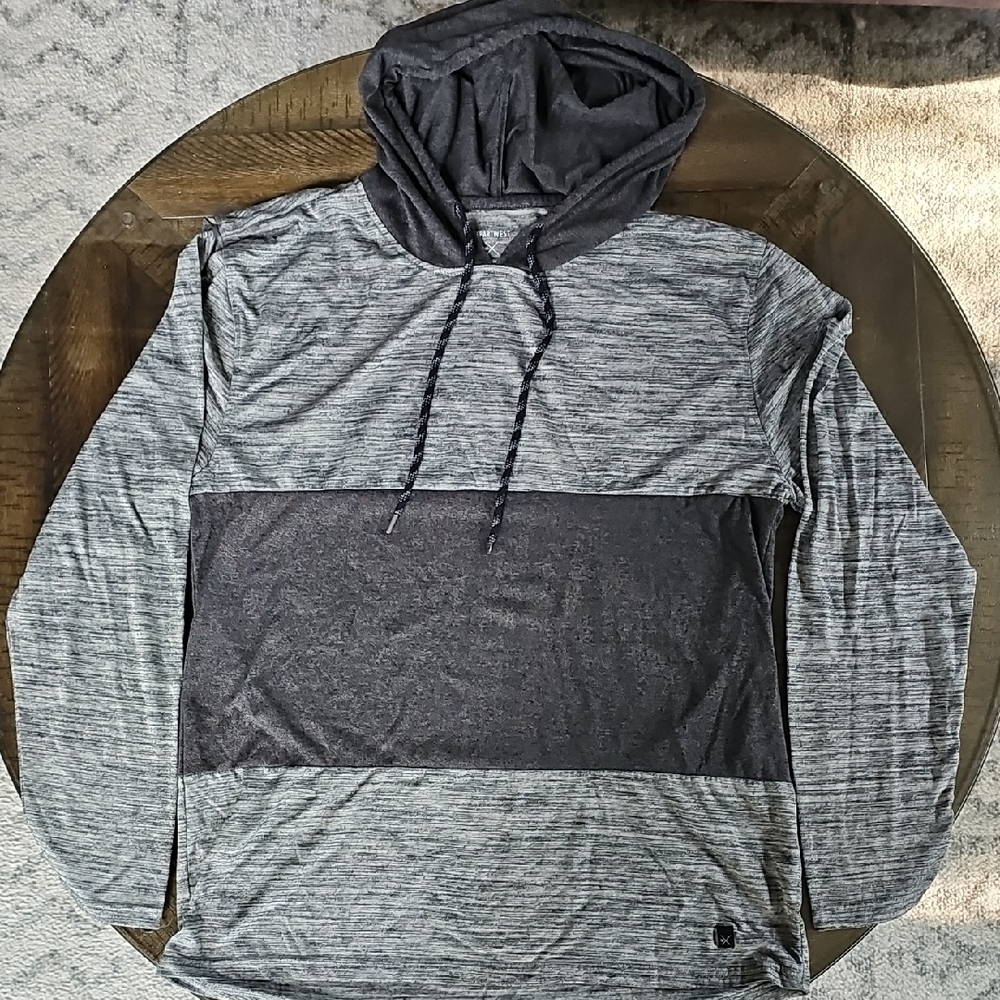 Gray and Black Color-Blocked Hoodie Sweatshirt